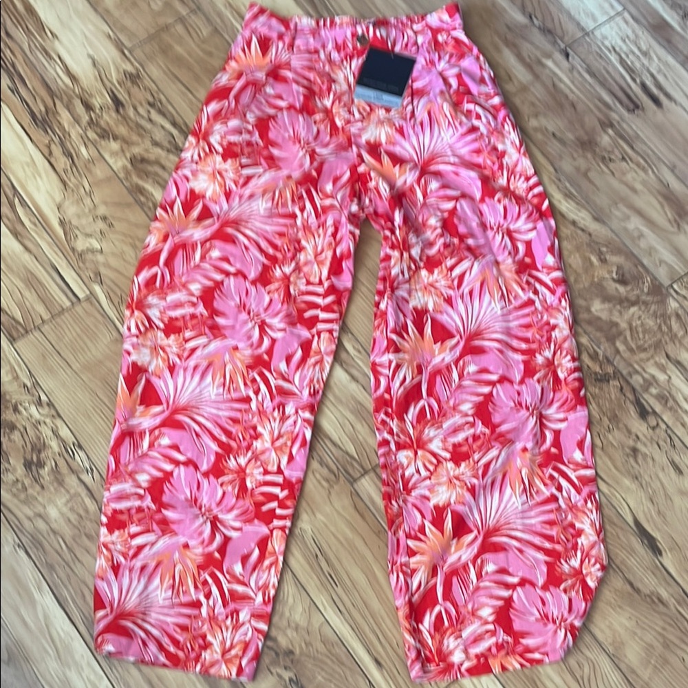 Marc New York Women's Tropical Floral Linen Wide Leg Pants NWT